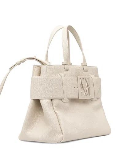 Armani Exchange Logo-buckle Tote Bag In Neutral