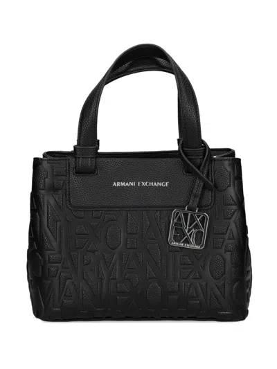 Armani Exchange Logo-charm Tote Bag In Black