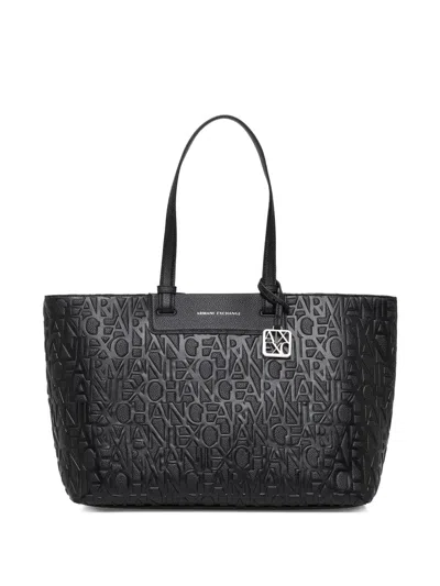 Armani Exchange Embossed Logo Tote Bag In Black