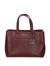 Armani Exchange Logo-charm Tote Bag In Red
