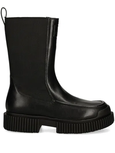 Armani Exchange Logo-debossed Boots In Black
