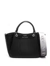 Armani Exchange Logo-debossed Grained-texture Tote Bag In Black