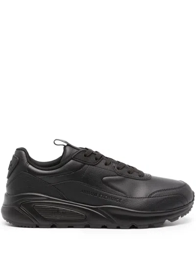 Armani Exchange Logo-debossed Panelled Chunky Sneakers In Black