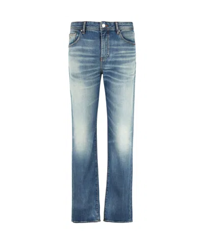 Armani Exchange Logo Denim Trousers In Blue