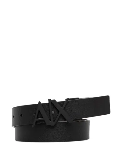Armani Exchange Logo Detail Belt In Black