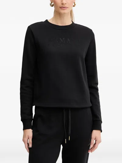 Armani Exchange Logo-detail Crew Neck Sweatshirt In Black