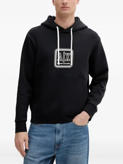 Armani Exchange Logo-detail Hoodie In Black