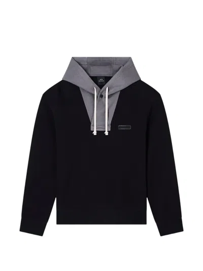 Armani Exchange Logo-detail Hoodie In Black