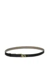 Armani Exchange Logo-detail Leather Belt In Black