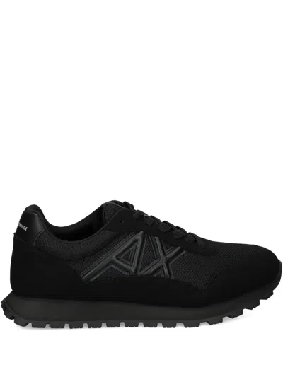 Armani Exchange Logo-detail Mesh Trainers In Black