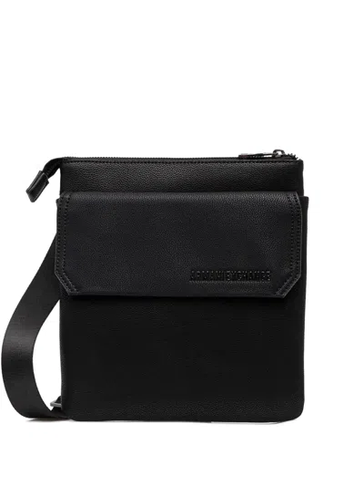 Armani Exchange Logo-detail Pocket Messenger Bag In Black