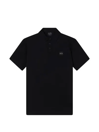 Armani Exchange Short-sleeved Polo Shirt In Black