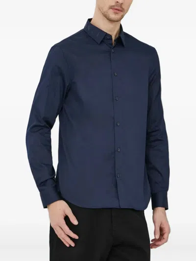 Armani Exchange Logo-detail Shirt In Blue