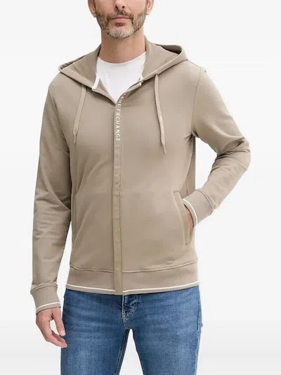 Armani Exchange Logo-detail Zipped Hoodie In Neutral