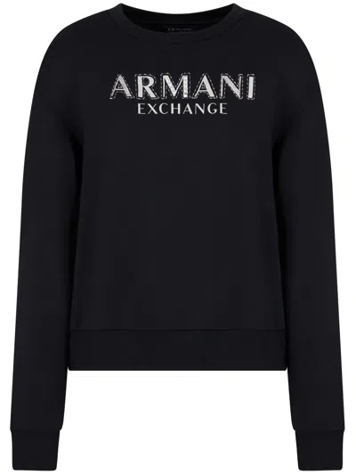 Armani Exchange Logo-embellished Sweatshirt In Black