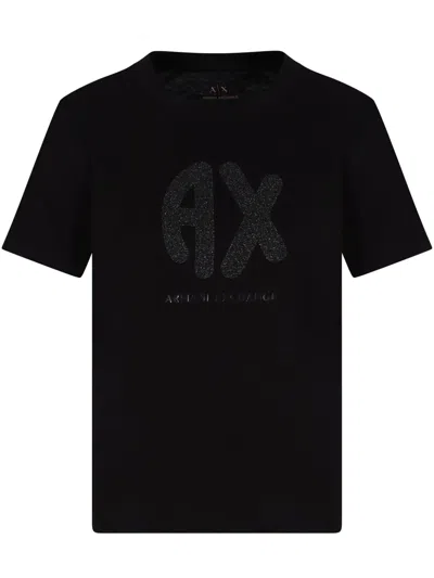 Armani Exchange Logo-embellished T-shirt In Black