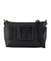 Armani Exchange Color Block Shoulder Bag With Maxi Logo In Black