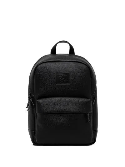 Armani Exchange Logo Embossed Backpack In Black