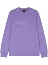 Armani Exchange Logo-embossed Cotton Blend Sweatshirt In Purple