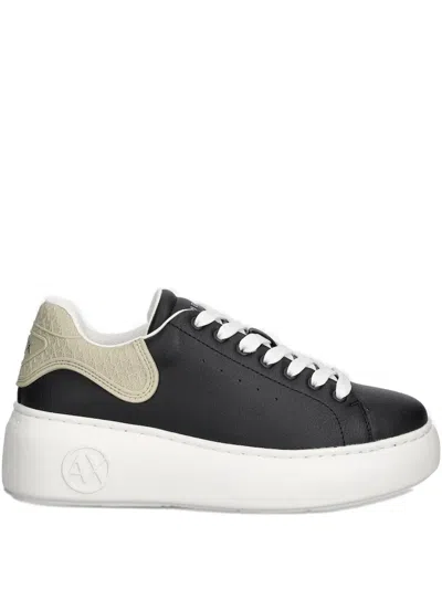 Armani Exchange Logo-embossed Platform Sneakers In Black