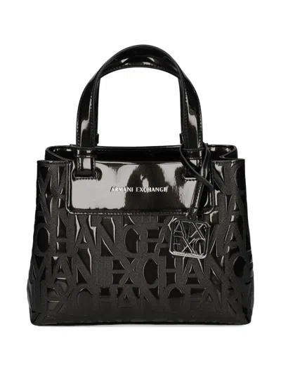 Armani Exchange Logo Embossed Tote Bag In Black