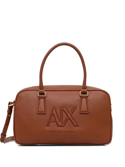 Armani Exchange Logo-embossed Tote Bag In Brown