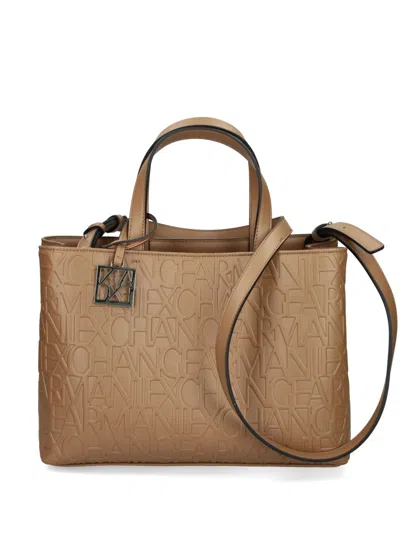 Armani Exchange Logo-embossed Tote Bag In Brown