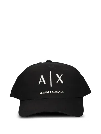 Armani Exchange Logo Embroidered Cap In Black