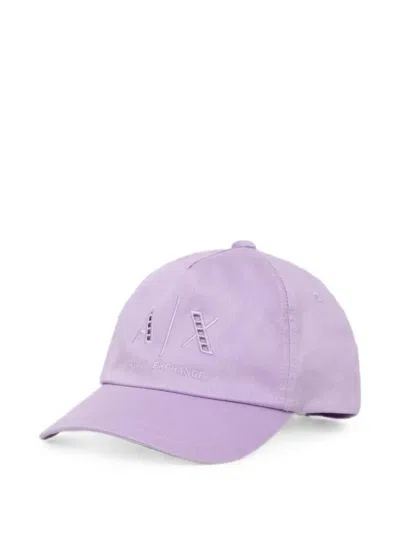 Armani Exchange Logo Embroidered Cap In Purple