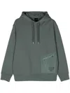 Armani Exchange Logo-embroidered Cotton Hoodie In Green