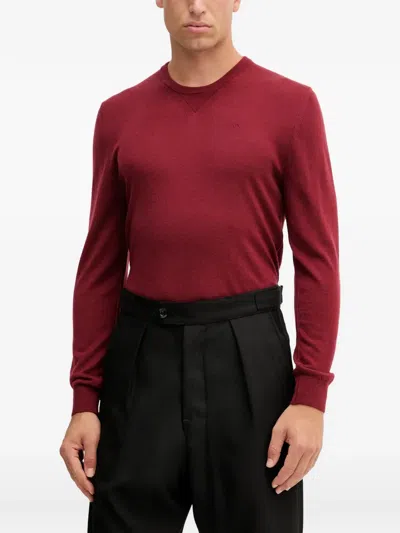 Armani Exchange Logo-embroidered Crew Neck Sweater In Red