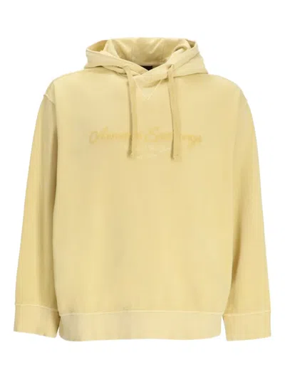 Armani Exchange Logo-embroidered Hoodie In Yellow