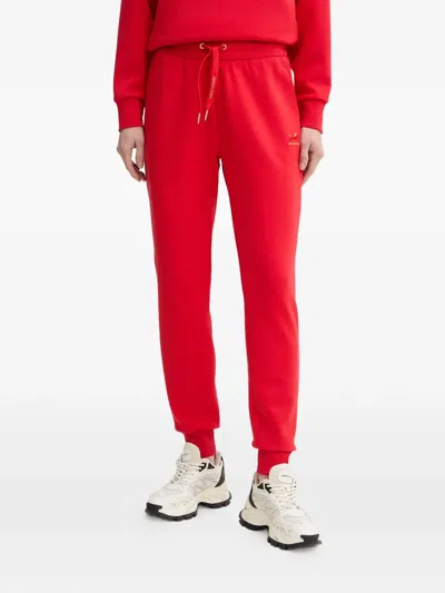 Armani Exchange Logo-embroidered Joggers In Red