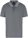 Armani Exchange Mens Contrast Collar Embroidered Monogram Polo Shirt In Grey