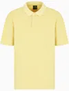 Armani Exchange Polo With Contrasting Logo In Cotton Spandex In Yellow