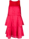 Armani Exchange Logo-embroidered Satin Minidress In Red