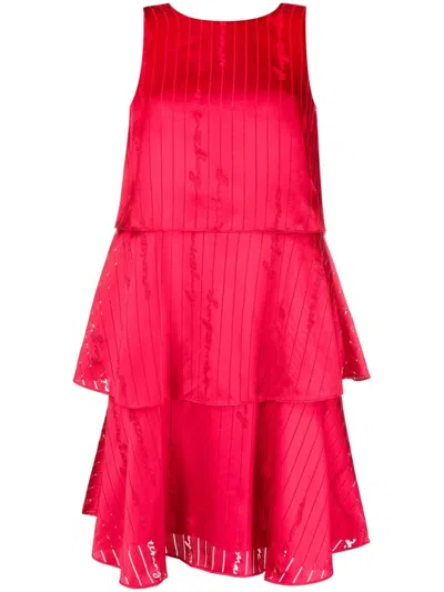 Armani Exchange Logo-embroidered Satin Minidress In Red