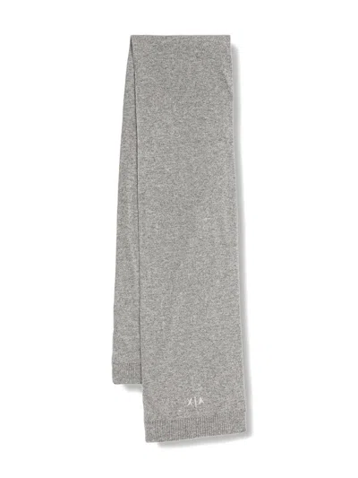 Armani Exchange Logo-embroidered Scarf In Gray