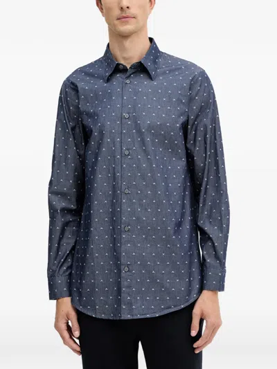 Armani Exchange Logo-embroidered Shirt In Black