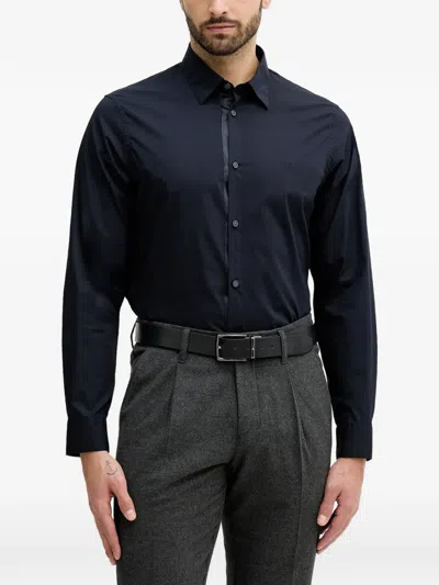 Armani Exchange Logo-embroidered Shirt In Blue
