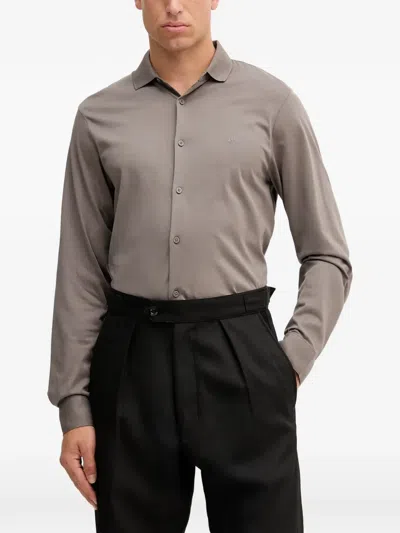 Armani Exchange Logo-embroidered Shirt In Brown