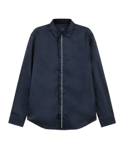 Armani Exchange Logo-embroidered Shirt In Navy Blue