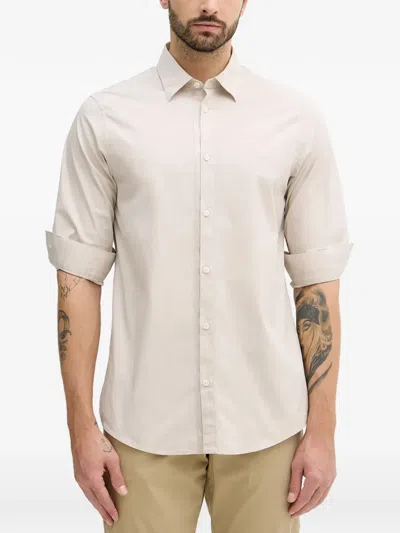 Armani Exchange Logo-embroidered Shirt In Neutral