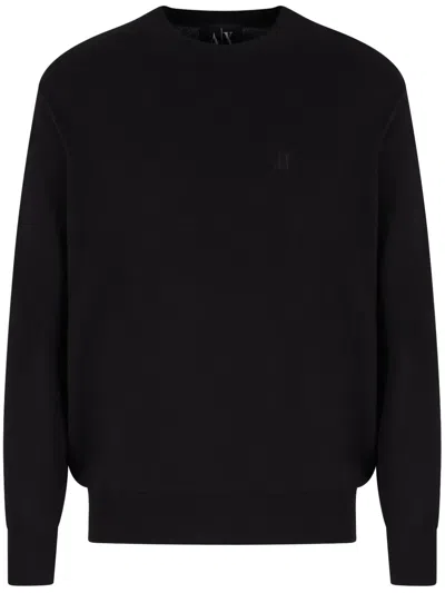 Armani Exchange Logo-embroidered Sweater In Black