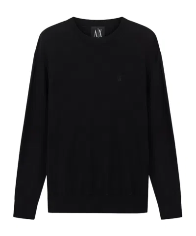 Armani Exchange Logo-embroidered Sweater In Black