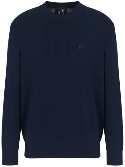 Armani Exchange Logo-embroidered Sweater In Blue