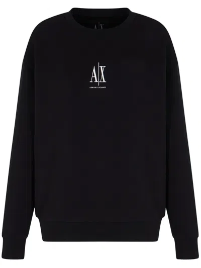 Armani Exchange Logo-embroidered Sweatshirt In Black