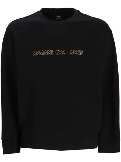 Armani Exchange Logo-embroidered Sweatshirt In Black