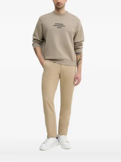 Armani Exchange Logo-embroidered Sweatshirt In Neutral