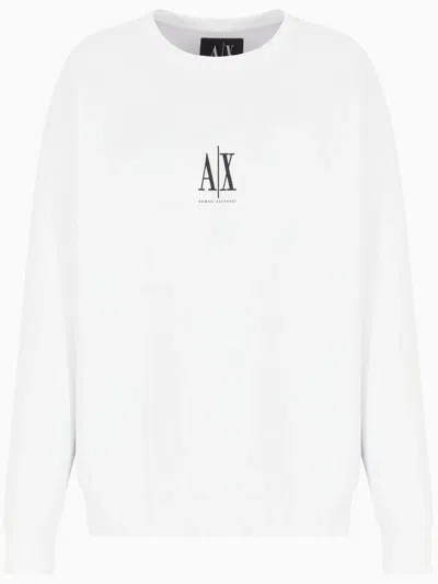Armani Exchange Logo-embroidered Sweatshirt In White